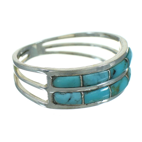 Genuine Sterling Silver Turquoise Ring Size 6-1/2 FX91593